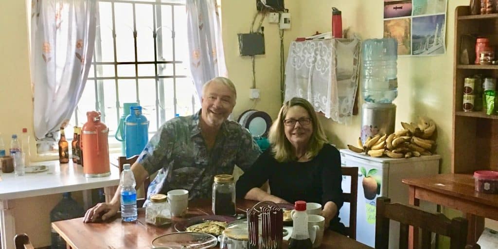 Gil and Holly at breakfast