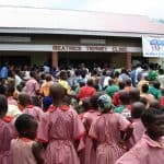 crowd at opening of beatrice tierney clinic