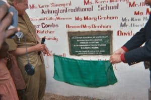 unveiling of plaque at arlington junior school