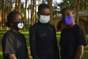 Students in Uganda with masks